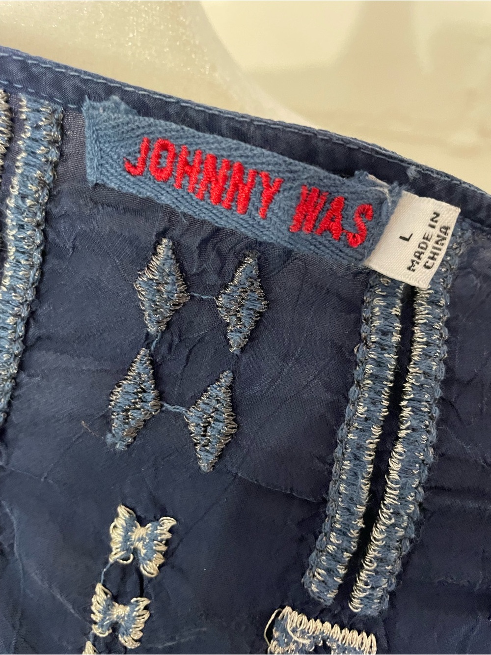 Johnny Was Navy Blue Embroidered Boho Tunic - Picture 4 of 4